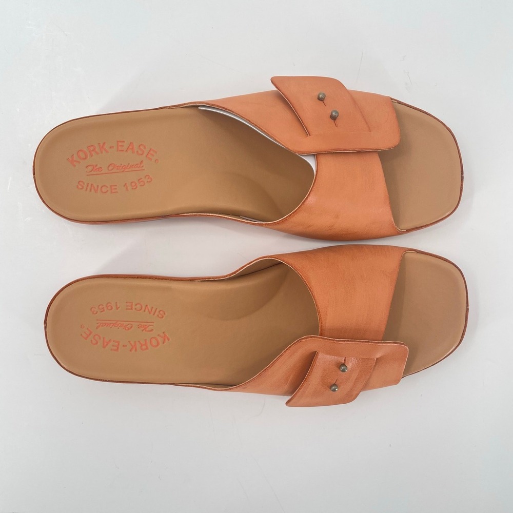 Kork-Ease Womens Mesa Slide Sandals 7M Orange Leather Wedge KE0023508 Studs - Picture 6 of 14
